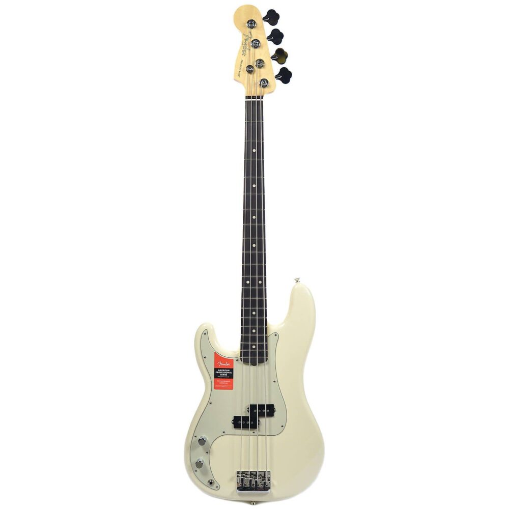 Fender American Pro Precision Bass Lefty RW Olympic White w/ Mint Pickguard USED