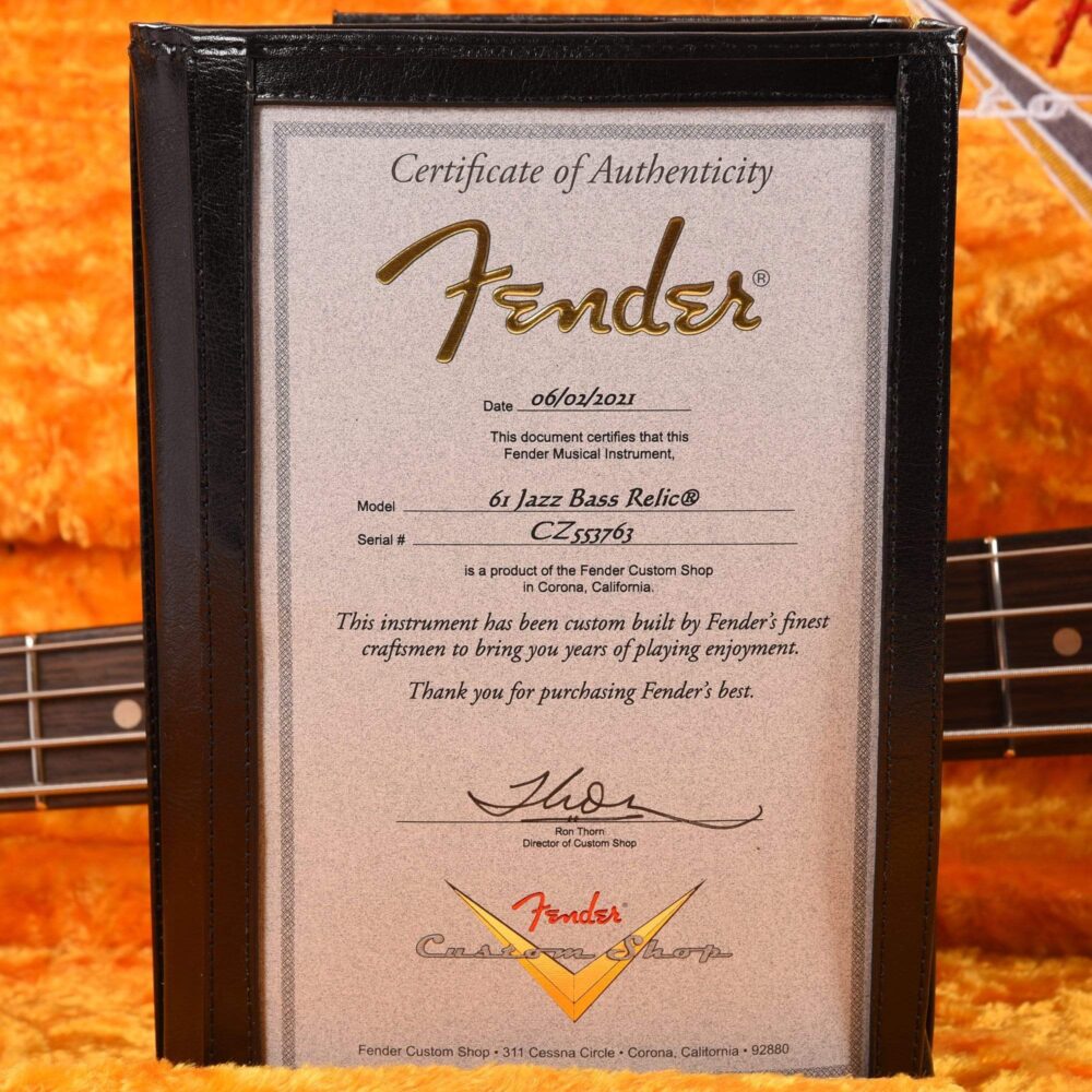 Fender Custom Shop Time Machine 1961 Jazz Bass Heavy Relic Aged Shoreline Gold - My Store