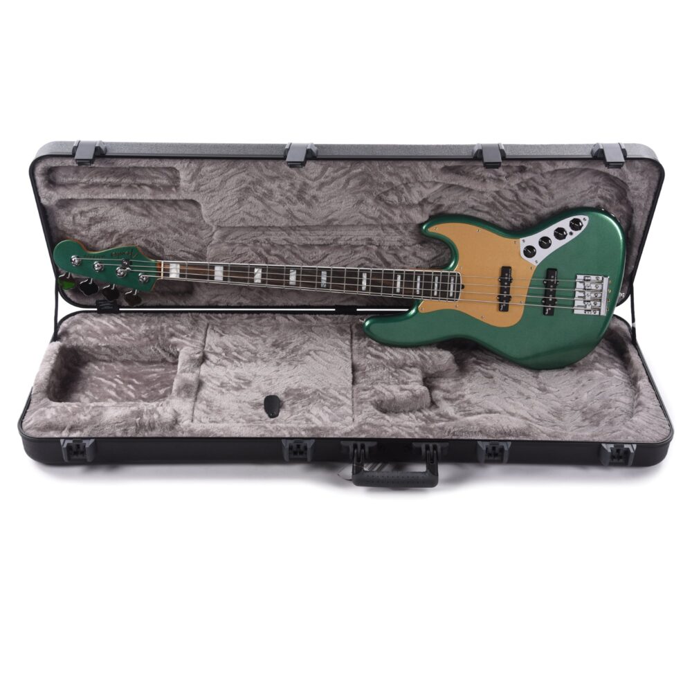 Fender American Ultra Jazz Bass Mystic Pine Green w/Ebony Fingerboard, Anodized Gold Pickguard, & Matching Headcap - My Store