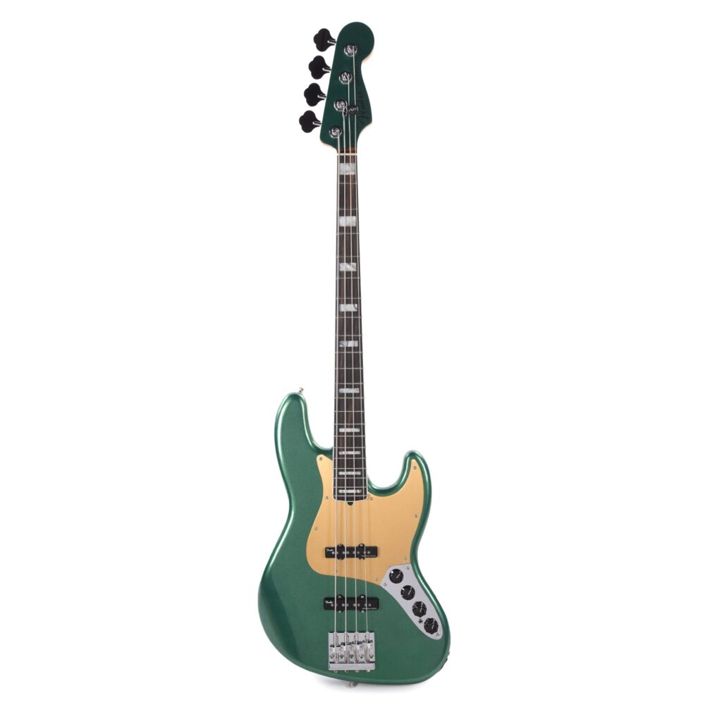Fender American Ultra Jazz Bass Mystic Pine Green w/Ebony Fingerboard, Anodized Gold Pickguard, & Matching Headcap - My Store