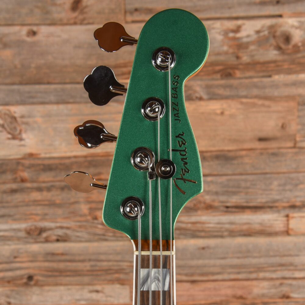 Fender American Ultra Jazz Bass Mystic Pine Green w/Ebony Fingerboard, Anodized Gold Pickguard, & Matching Headcap - My Store