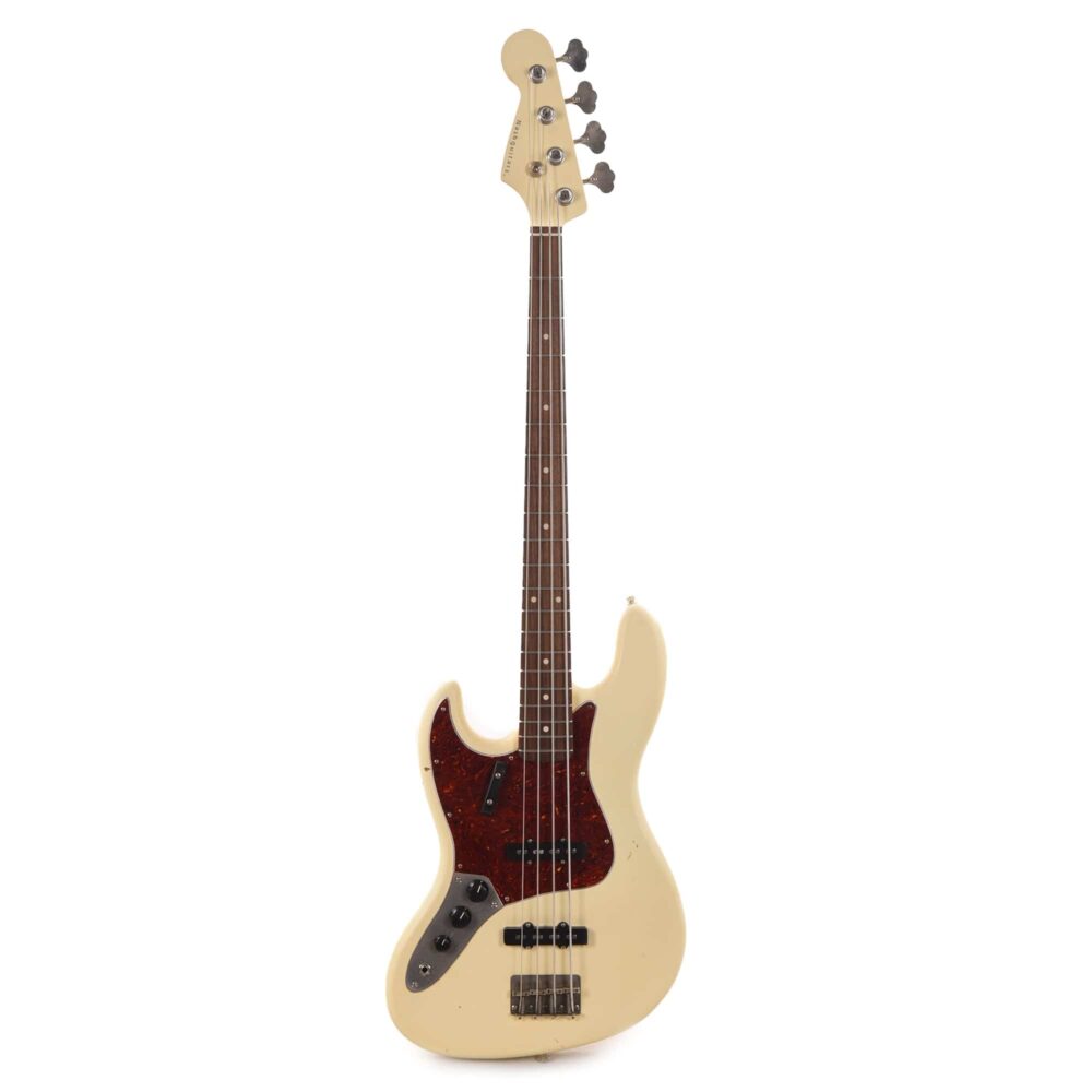 Nash JB-63 LEFTY Olympic White Light Relic w/4-Ply Tortoise Pickguard, Matching Headstock, & Lollar Pickups - My Store