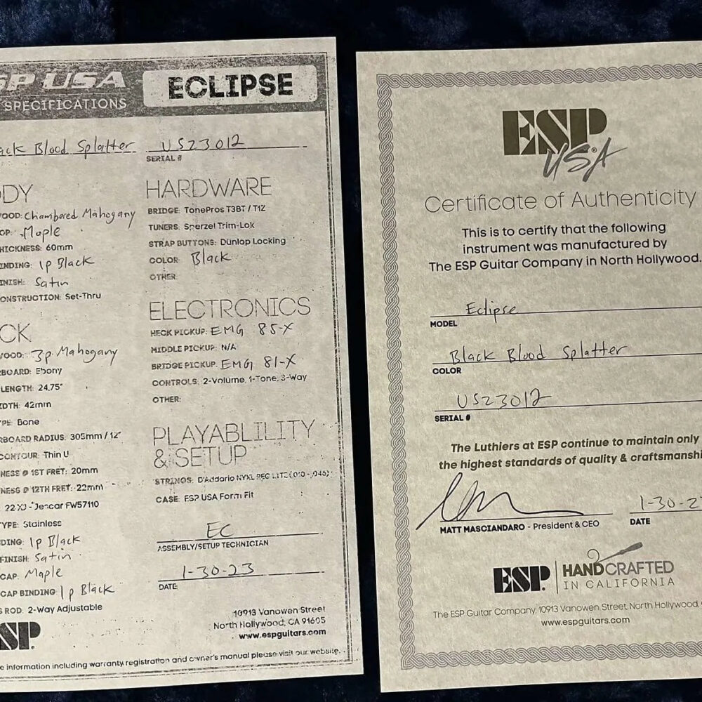 ESP USA Eclipse 2023 – Black Blood Splatter Finish, Near Mint w/ OHSC – One Savage Tone Machine - The Guitar Rescue-The Guitar Rescue