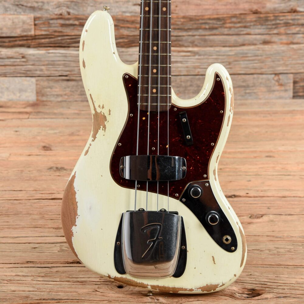 Fender Custom Shop 1961 Jazz Bass Heavy Relic Aged Olympic White 2019 - The Guitar Rescue-The Guitar Rescue